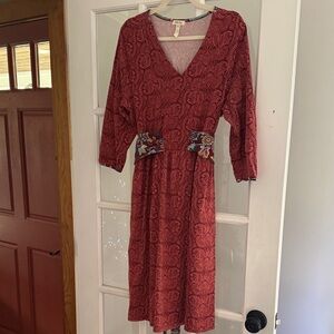 Matilda Jane Red Paisley 3/4 Sleeve Dress perfect for Fall ❤️